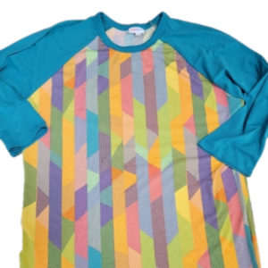 Lularoe☆ Randy Tshirt Multi Color w/Turquoise Trim & Sleeves Size XL EUC
